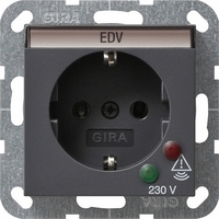 Розетка Gira System 55 1-мест. 1мод. механизм с накладкой З/К скр. уст-ки16А 220-250В IP20 защитой от перенапр. антрацит | 045128