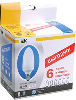 Лампа энергосберегающая КЛЛ 9Вт E14 827 свеча КЭЛР-C ПРОМОПАК 6 шт ECOLIGHT | LLEP60-14-09-2700-S6 IEK (ИЭК)
