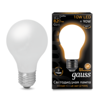 Лампа светодиодная филаментная Filament 10Вт A60 2700К тепл. бел. E27 820лм milky GAUSS 102202110
