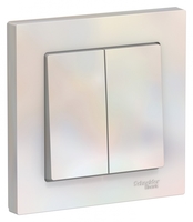 Выключатель двухклавишный ATLASDESIGN схема 5 10АХ в сборе жемчуг - ATN000452 Schneider Electric