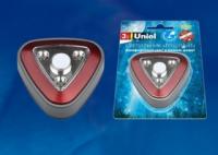 Красный ТМ Uniel - UL-00001987 DTL-356 Треугольник/Red/3LED/4AA Cветильник-ночник пушлайт питание от 3-х батареек AAA (в комплект не входят)