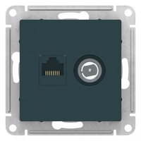 Розетка компьютерная + телевизионная 2-м СП AtlasDesign RJ45 кат.5E TV механизм изумруд SchE ATN000889 Schneider Electric