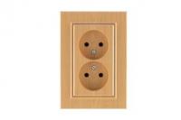 Розетка 2-м СП Karea 10А IP20 б/з сосна Makel 56105017