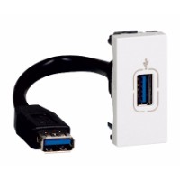Розетка USB Mosaic 1 модуль, оборудована шнуром, белая | 078746 Legrand