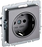 Розетка BRITE РС11-1-0-БрС 16А с заземл. без защ. шторки сталь IEK BR-R11-16-K46 (ИЭК)