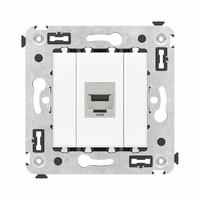 Компьютерная розетка RJ-45 без шторки в стену, кат.6 одинарная экранированная, "Avanti", "Белое облако" | 4400793 DKC (ДКС)