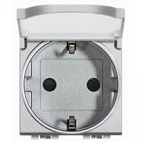 Розетка 1-м СП 2мод. LivingLight 16А IP20 2P+E с крышкой алюм. Leg BTC NT4141PW Legrand