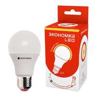 Лампа светодиодная LED А60 7Вт E27 230v 3000K (Пластиковый корпус) 600лм Экономка - Eco_LED7wA60E2730