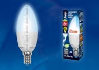 Лампа светодиодная ED-C37-6W/NW/E14/FR/DIM PLP01WH 6Вт свеча 4500К бел. E14 560лм 200-250В диммир. упак. картон Uniel UL-00000689