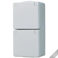 Розетка штепсельная SCHUKO накладная двойная с полем для надписи IP44 JUNG 622WW