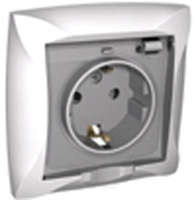 Розетка 1-м СП Дуэт 16А с защ. крышкой шторки заземл. бел. SchE WDE000146 Schneider Electric