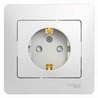 Розетка 1-м СП Glossa 16А IP20 с заземл. защ. шторки в сборе бел. SchE GSL000144 Schneider Electric