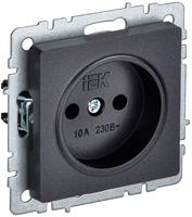 Розетка BRITE РС10-1-0-БрЧ 10А без заземл. защ. шторок черн. IEK BR-R10-10-K02 (ИЭК)