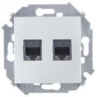 Механизм розетки комп. Simon15 2мод. RJ45 CAT.5E (AMP) алюм. Simon 1591552-033