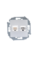 Механизм розетки комп. + телеф. 1-м СП Simon15 RJ11 RJ45 CAT.5E алюм. Simon 1591590-033