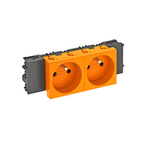 Розетка двойная 0° Modul45connect франц. стандарт, 250 В, 16A (оранжевый) (STD-F0C ROR2) | 6120554 OBO Bettermann