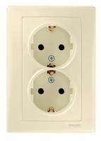 Розетка 2-м СП Sedna 16А IP20 250В с заземл. защ. шторки беж. SchE SDN3000747 Schneider Electric