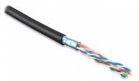 Кабель FUTP4-C5E-S22-OUT-PE-BK (FTP4-C5E-SOLID-22AWG-OUTDOOR-40) витая пара F/UTP кат.5e 4 пары 22 AWG ож (solid) экран-фольга внешн. PE (-40град.C – +60град.C) черн. (м) Hyperline 41659