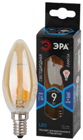 Лампа светодиодная F-LED B35-9W-840-E14 gold (филамент, свеча золот, 9Вт, нетр, E14) (10/100/4000) ЭРА (Энергия света) Б0047035