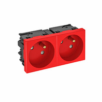 Розетка двойная 33° Modul45connect, франц. стандарт, 250 В, 16A (красный) (STD-F3C SRO2) | 6120678 OBO Bettermann