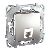 Механизм розетки телефонной 1-м СП Unica Top RJ11 4 контакт. алюм. SchE MGU5.492.30ZD Schneider Electric