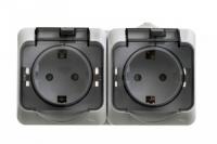 Розетка 2-м ОП Этюд 16А IP44 250В защ. шторки с заземл. сер. SchE PA16-244C Schneider Electric