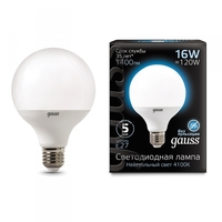 Образец Лампа светодиодная LED 16Вт Е27 G95 4100К | 105102216 Gauss