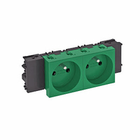 Розетка двойная 0° Modul45connect франц. стандарт, 250 В, 16A (зеленый) (STD-F0C MZGN2) | 6120556 OBO Bettermann