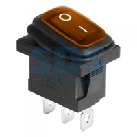 Выключатель клавишный 250V 6А (3с) ON-OFF желтый с подсветкой Mini ВЛАГОЗАЩИТА | 36-2177 REXANT