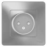 Розетка СП BLANCA 16А 250В защ. шторки без заземл. алюм. SchE BLNRS000113 Schneider Electric