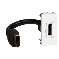 Розетка Display port Mosaic 1 модуль, оборудована шнуром, белая | 078791 Legrand