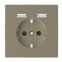 Розетка 3-м СП Merten D-Life 16А IP20 Schuko с 2-мя заряд. устройствами USB 2.4А сахара SchE MTN2366-6033 Schneider Electric