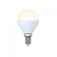 Лампа светодиодная LED-G45-6W/WW 6Вт шар 3000К тепл. бел. E14 450лм 175-250В Volpe 10217 Uniel