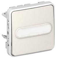 Кнопка PLEXO 10А НО с подсветкой сер. держ. этикетки Leg 069633 Legrand