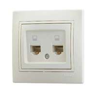 Розетка компьютерная RJ45 2-м СП Мира 16А IP20 со вставкой крем. LEZARD 701-0303-141