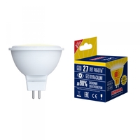 Лампа светодиодная LED-JCDR-10W/WW/GU5.3/NR Форма JCDR, матовая. Серия Norma. Теплый белый свет (3000K). Картон. ТМ Volpe Uniel UL-00003843