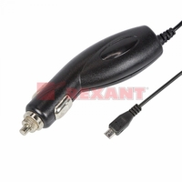 Автозарядка в прикуриватель microUSB (АЗУ) (5 V, 1000 mA) шнур спираль 1.2 м черная | 16-0250 REXANT