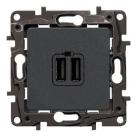 Механизм розетки USB 1-м СП Etika 2мод. 240В/5В 2400мА антрацит Leg 672694 Legrand