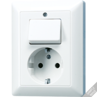 Розетка штепсельная SCHUKO 16A 250V с универсальным выключателем слоновая кость JUNG AS5576U