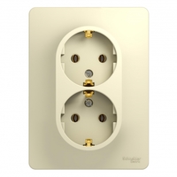 Розетка 2-м СП Glossa 16А IP20 с заземл. в сборе беж. SchE GSL000224 Schneider Electric