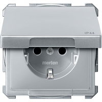 Механизм розетки 1-м СП Merten Aquadesign 16А IP44 с заземл. крышкой сталь SchE MTN2414-4060 Schneider Electric