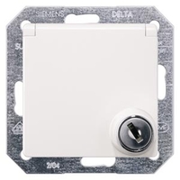 РОЗЕТКА SCHUKO 10A DC/16А AC 250В C ЗАЩИТНЫМ КОНТАКТОМ ОТКИДЫВАЮЩЕЙСЯ КРЫШКОЙ БЕЗРЕЗЬБОВЫМИ КОНТАКТНЫМИ ЗАЖИМАМИ И ЗАМКОМ ЭЛ.-МЕХ.ЧАСТЬ DELTA I-SYSTEM ТИТАНОВО-БЕЛЫЙ Siemens 5UB1916