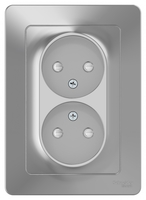 Розетка 2-м СП Blanca 16А IP20 250В без заземл. защ. шторки алюм. SchE BLNRS000123 Schneider Electric