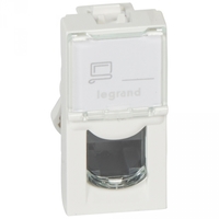 Компьютерная розетка Legrand Mosaic RJ45 5E UTP 1 модуль под рамку белая 076551