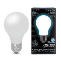 Лампа светодиодная филаментная Filament 10Вт A60 4100К нейтр. бел. E27 860лм milky GAUSS 102202210
