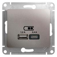 Механизм розетки USB GLOSSA A+С 5В/2.4А 2х5В/1.2А платина SchE GSL001239 Schneider Electric