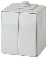 Переключатель двойной IP65, 10АХ-250В, ОУ, Эра Эксперт, серый,11-1606-03 - Б0035979 (Энергия света)