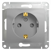 Розетка 1-м СП Glossa 16А IP20 с заземл. защ. шторки механизм алюм. SchE GSL000345 Schneider Electric