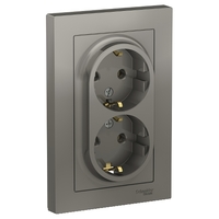 Розетка 2-м СП AtlasDesign 16А IP20 с заземл. в сборе сталь SchE ATN000924 Schneider Electric