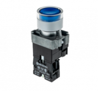Кнопка с LED подсветкой, синяя, 220V AC/DC, 1NO, мет. MTB2-BW3663 | 58208 ОВЕН